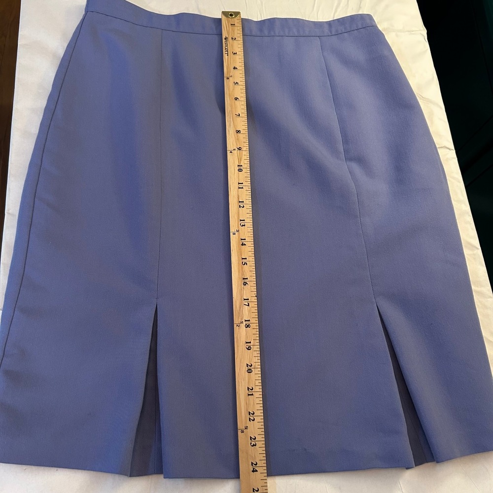 Worthington Petite Midi Skirt Periwinkle Blue Elastic‎ Waist Slit Detail Women - Picture 5 of 9